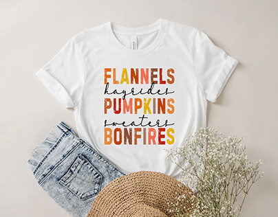 Flannels hayrides pumpkin sweaters bonfires T-shirt