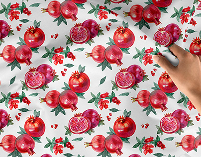 Pomegranate. Collection of watercolor patterns.