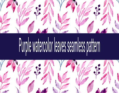 Purple watercolor leaves seamless pattern