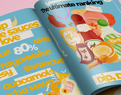 Sauces and fries ranking food illustration editorial