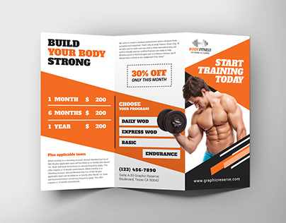 Fitness & Gym – Sports Tri-Fold Brochure Template