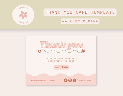 Vanilla Camilla Thank You Card Canva Template