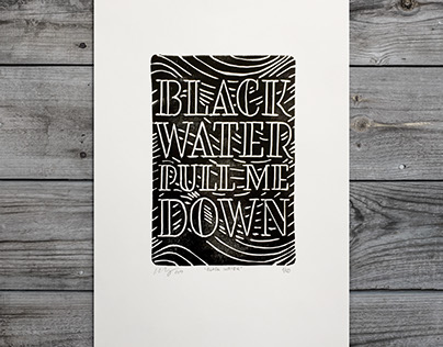 Black Water Linocut Print