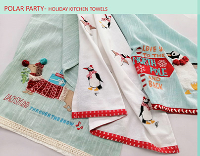 Holiday Kitchen Towels- Theme Polar Party