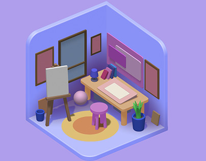Mini Room in 3D with Spline