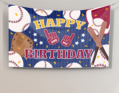 Birthday banner baseball style and balloon design