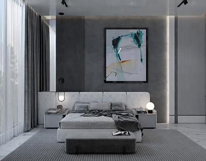 White|Gray Modern bedroom