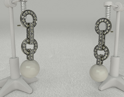 Visualización - Pendientes con perlas y brillantes