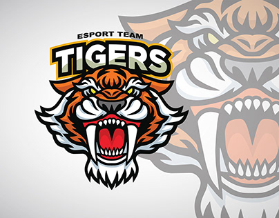 Tiger Sabertooth Roaring Head Logo Design