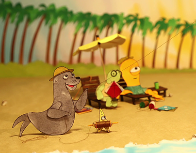 "An Evening on a Beach" Paper Cut Out Stop Motion.
