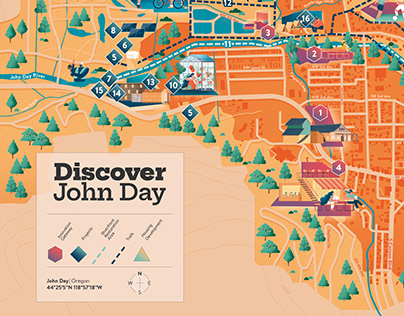 John Day, Oregon. Illustrated Map