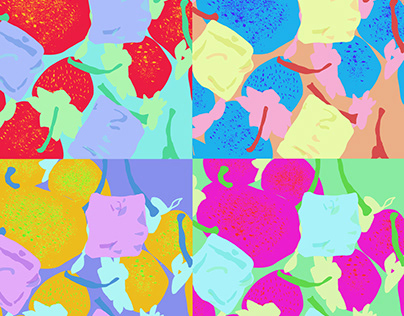 andy warhol style strawberries illustration