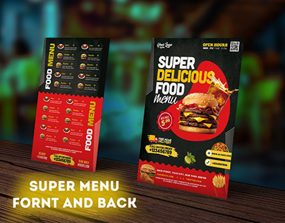 Super Delicious Food Menu Fornt and Back Flyer