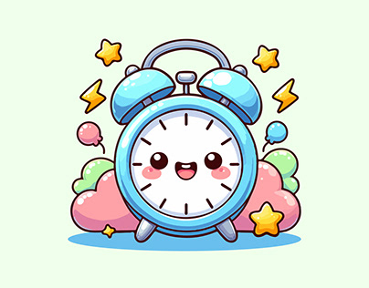 a cute alarm clock vector art illustration