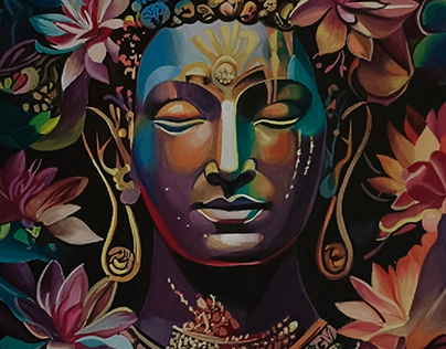budha poster colour painting