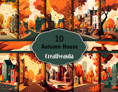 Autumn House Paper Art illustrations