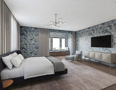 Luxury Bedroom Interior Rendering : Rubin Residence