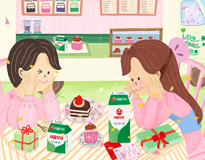 Seoul Milk Spring Promotion Illustration