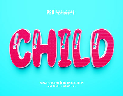 Creative editable layer style child 3d text effect