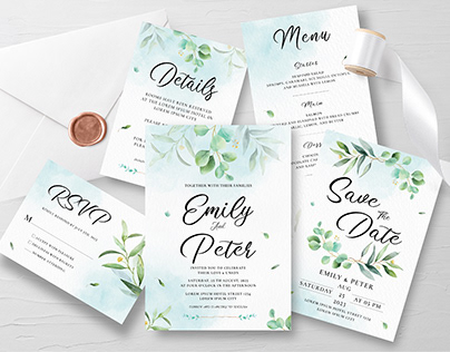 Eucalyptus Wedding Invitation Set