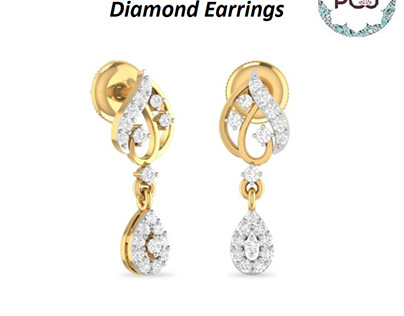 Fancy Gold Diamond Earrings By PC Jeweller