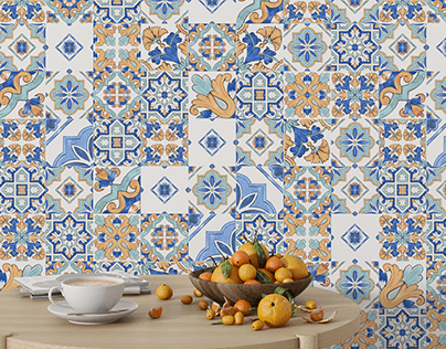 Azulejo. Hand painted pattern design