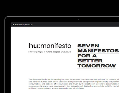 hu:manifesto: seven manifestos for a better tomorrow