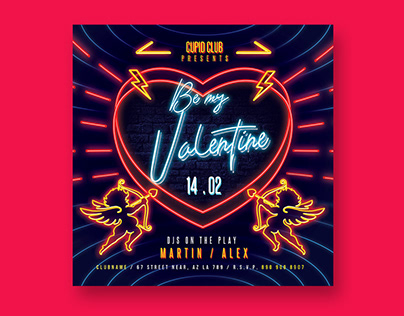 Neon Valentines Day Party Flyer