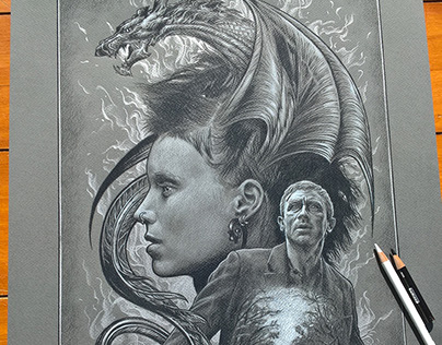 The Girl With The Dragon Tattoo pencil drawing