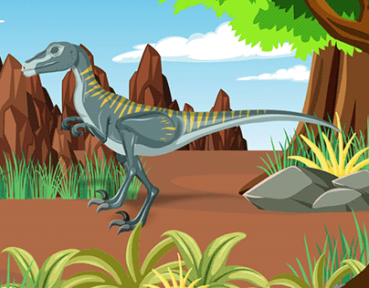 Raptor Dinosour 2D Animation
