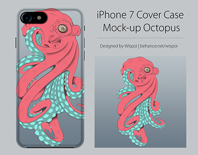 Iphone 7 Cover Case Mock-up Octopus
