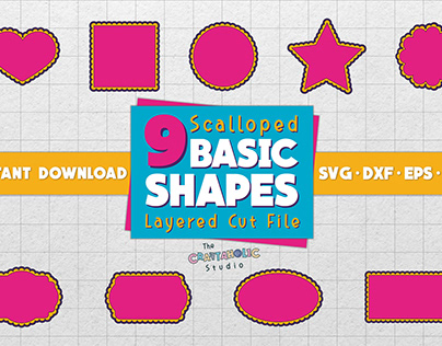 9 Scalloped Basic Shapes | Layered Cut File