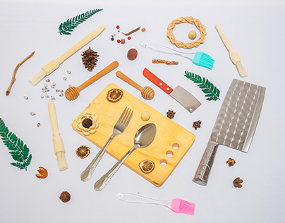 Collection of essential kitchen utensils designed