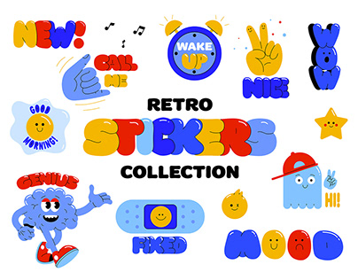 Cool Trendy Retro Stickers Collection