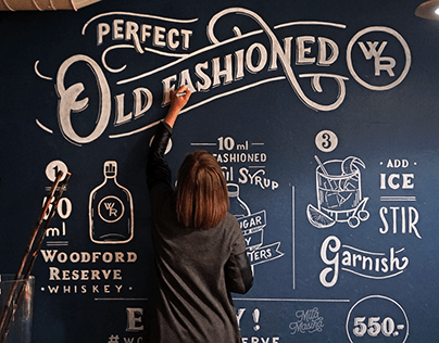Lettering mural - Old Fashioned cocktail