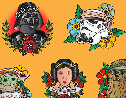 Star Wars characters American Traditional tattoo