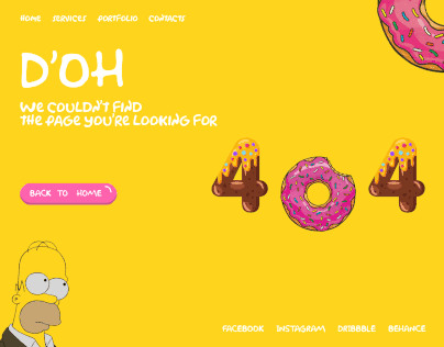 404 Error Page Not Found Simpsons Cartoon Style