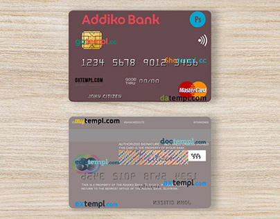 Slovenia Addiko Bank mastercard template
