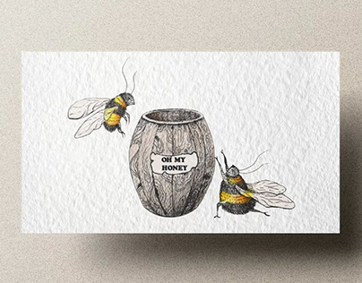Logo + business card + label for bee apiary