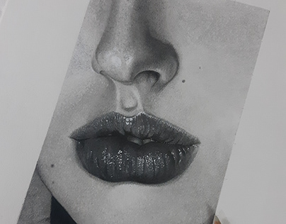 Lip & Nose Graphite Pencil Drawing