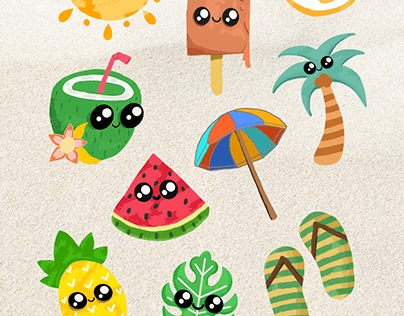 Happy Smiley Character Summer Canva Elements