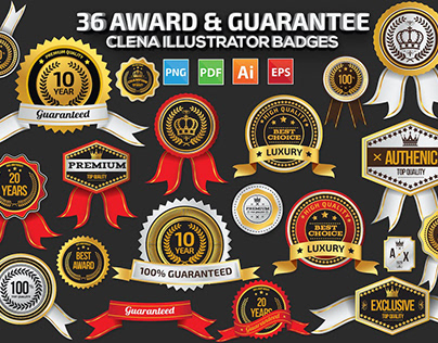 36 Award Warranty Guarantee Badges