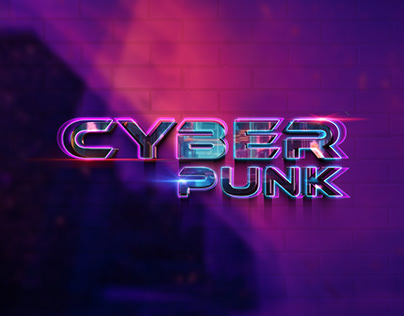 CyberPunk Text Neon Effect Mockup