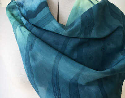Handpainted and dyed scarves