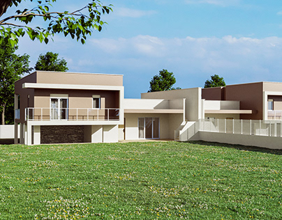 Architectural visualization of the two-family villa