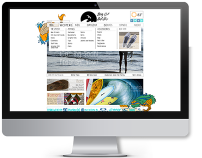Dirty Gull Surf Shop Website Mockup