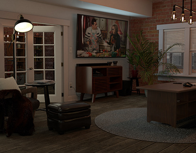 3D Living Room - Arnold Render