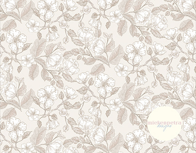 Fine Line Florals and Pomegranates - French Gray