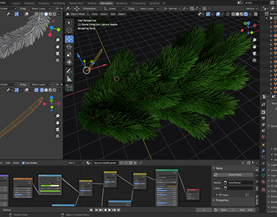 Today in Studio: Building A Spruce Branch # Blender3D