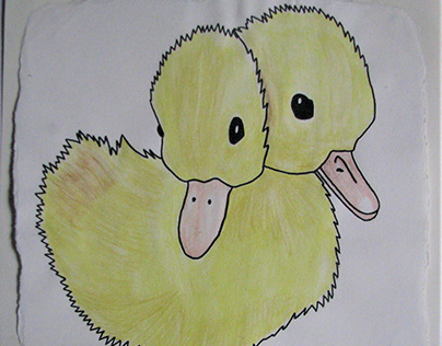 Watercolour Pencil Two-headed Chick